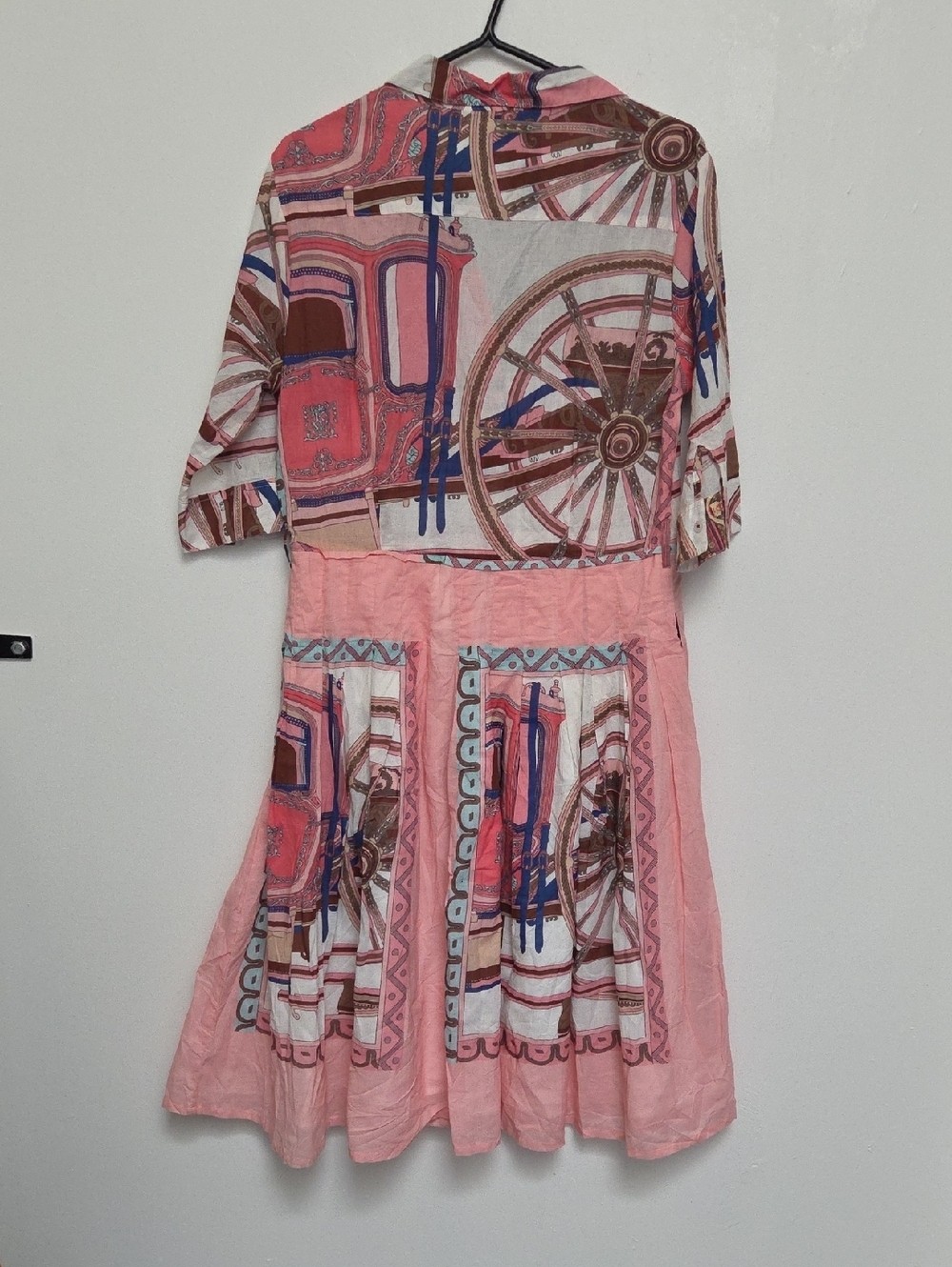 Dizxy Lizzie Wheel Patterned Button-Front Flared Summer Riviera Sz L Midi Dress - Picture 6 of 12